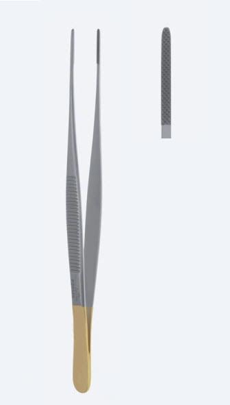 Пінцети Semken, Power TC, для шовного матеріалу, крок різьби 0,3, прямі, кінчик 1,0 мм, довжина 125 мм. Бренд - Asanus Medizintechnik Gmb, Німеччина